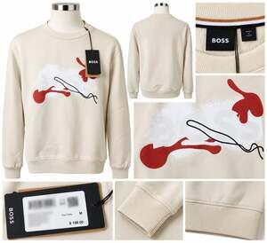 BOSS by HUGO BOSS Men’s Graphic Crewneck Sweatshirt – Cream / Off-White